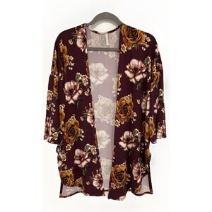 LIME&Chili Ladies Open Front‎ Floral Kimono MadeInUSA S/L Bell Sleeves Boho Chic
